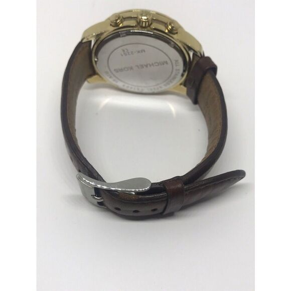 Michael Kors Mk2251 Womens Brown Leather Analog Champagne Dial Quartz Watch No40 - Picture 8 of 10